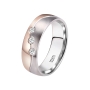 Preview: DOOSTI Ehering / Trauring / Partnerring Bicolor Rosegold/Weißgold mit Brillanten - inkl. Gratis Gravur