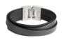 Preview: DOOSTI Lederarmband mit Edelstahlschließe Schwarz