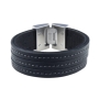 Preview: DOOSTI Armband Leder mit Edelstahlschließe Schwarz - - inkl. Gratis Gravur
