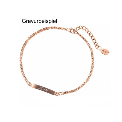 DOOSTI Zartes Ident - Armband 925/- Silber Rosegold vergoldet - inkl. Gratis Gravur