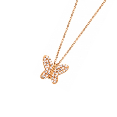 DOOSTI Zarte Halskette Schmetterling 925/- Silber Rosegold vergoldet