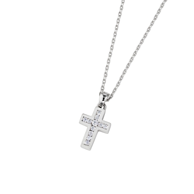 DOOSTI Zarte Halskette Kreuz 925/- Silber rhodiniert