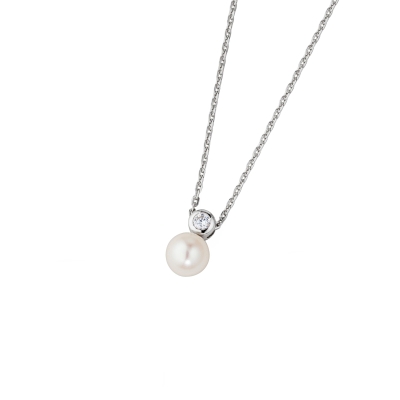 DOOSTI Zarte Halskette Perle 925/- Silber rhodiniert