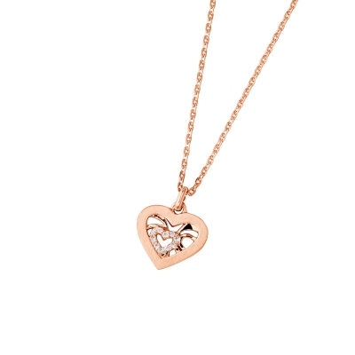 DOOSTI Zarte Halskette Herz 925/- Silber Rosegold vergoldet