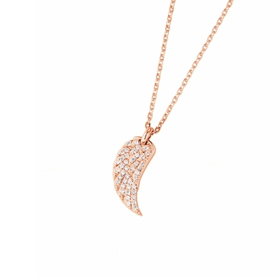 DOOSTI Zarte Halskette Flügel 925/- Silber Rosegold vergoldet