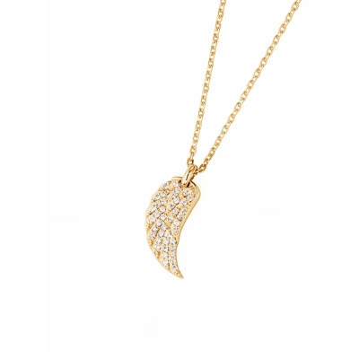 DOOSTI Zarte Halskette Flügel 925/- Silber Gelbgold vergoldet