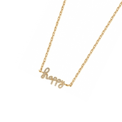 DOOSTI Zarte Halskette Happy 925/- Silber Gelbgold vergoldet