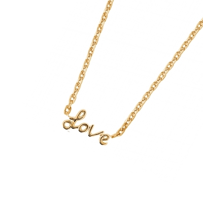 DOOSTI Zarte Halskette Love 925/- Silber Gelbgold vergoldet
