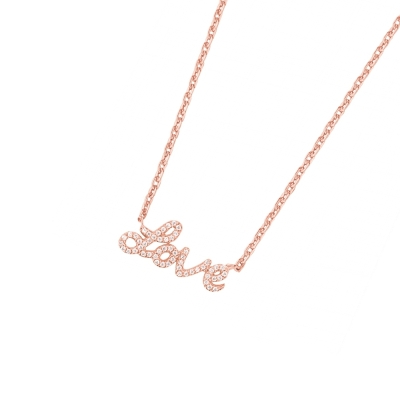 DOOSTI Zarte Halskette Love 925/- Silber Rosegold vergoldet
