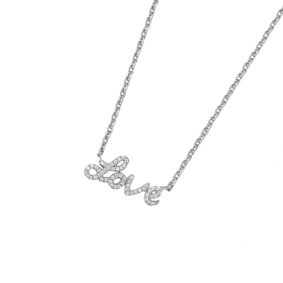 DOOSTI Zarte Halskette Love 925/- Silber rhodiniert