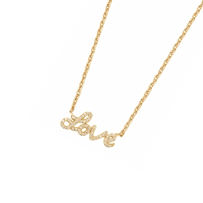 DOOSTI Zarte Halskette Love 925/- Silber Gelbgold vergoldet