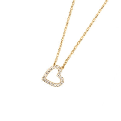 DOOSTI Zarte Halskette Herz 925/- Silber Gelbgold vergoldet