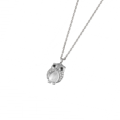 DOOSTI Zarte Halskette Eule 925/- Silber rhodiniert