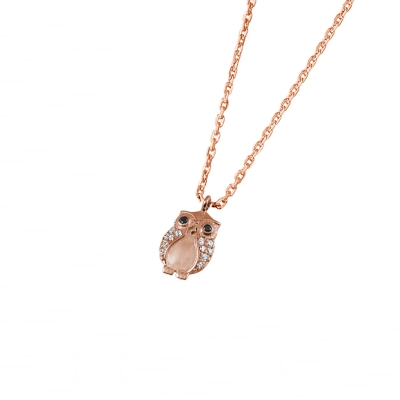 DOOSTI Zarte Halskette Eule 925/- Silber Gelbgold vergoldet