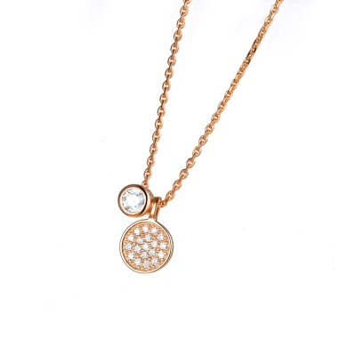DOOSTI Damen Halskette mit zwei Anhängern 925/- Silber Rosegold vergoldet