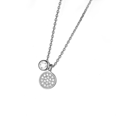 DOOSTI Damen Halskette mit zwei Anhängern 925/- Silber rhodiniert