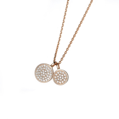 DOOSTI Damen Halskette mit zwei Anhängern 925/- Silber Rosegold vergoldet