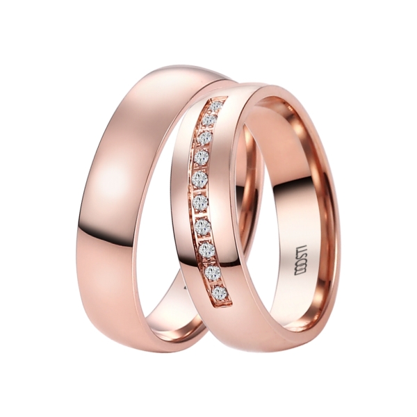 / Brillanten Partnerringe mit - Gravur inkl. Gratis Trauringe Rosegold / DOOSTI Eheringe